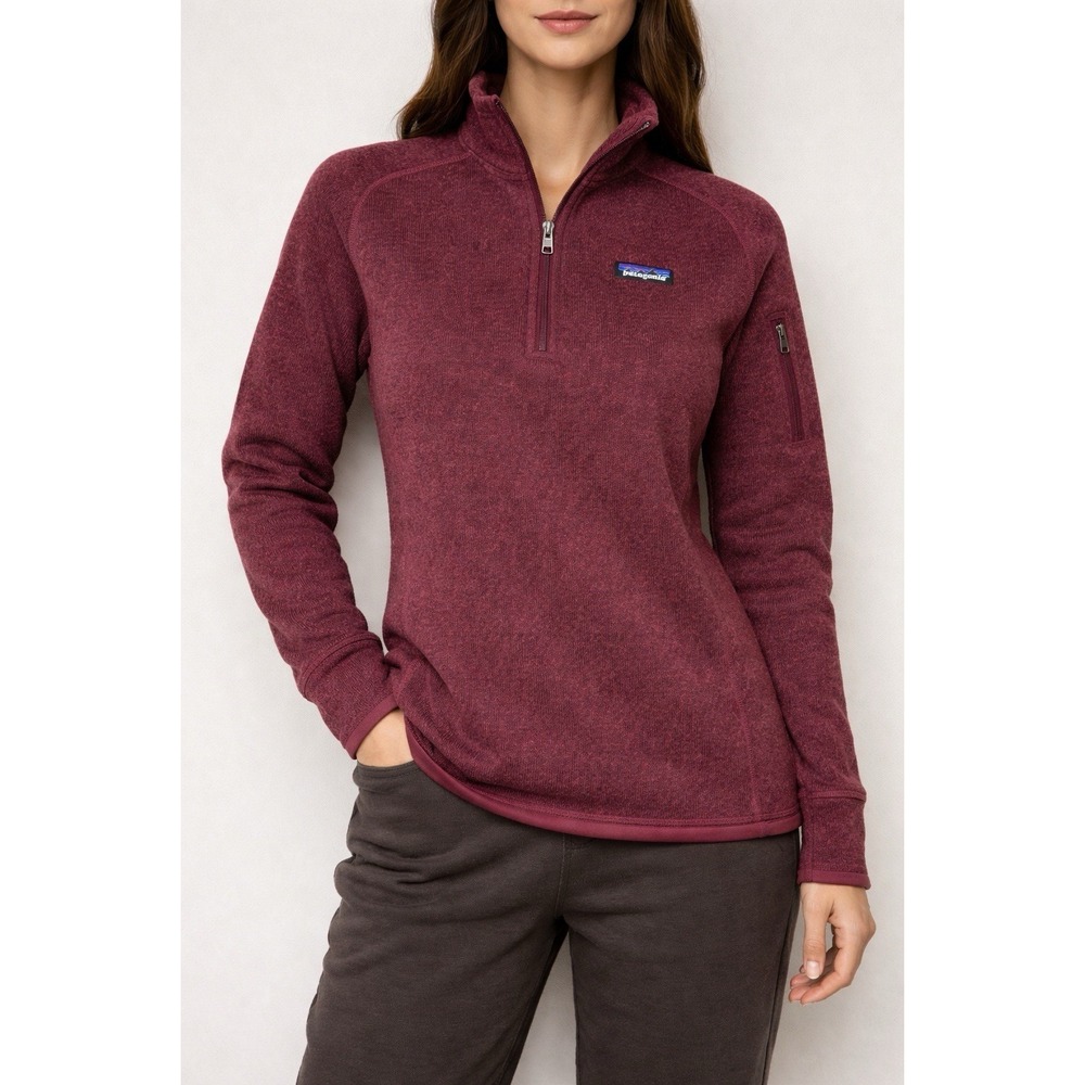 Patagonia Better Sweater 1/4 Zip Jacket Pullover Women's Small Maroon Fleece